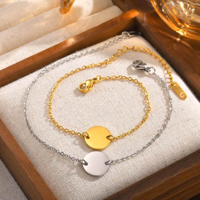 Wholesale Stainless Steel Blank Round Tag Bracelet