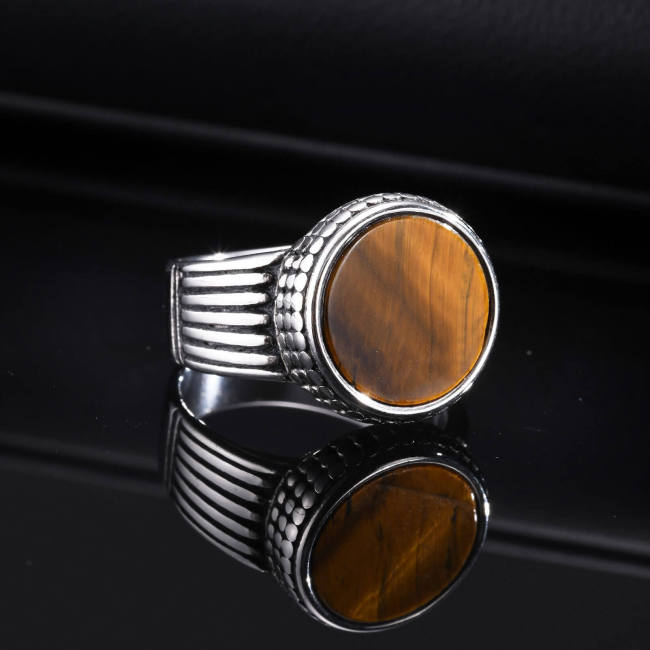 Wholesale Stainless Steel Men's Tiger Eye Ring