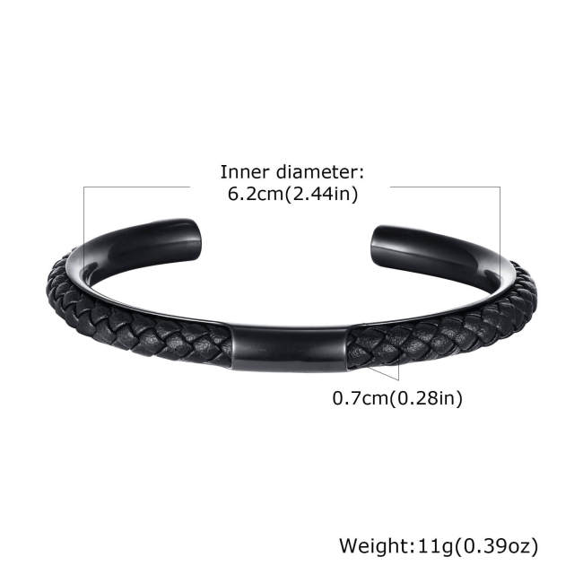 Wholesale Stainless Steel Braided Leather Bangle
