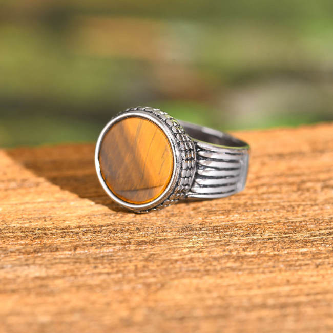 Wholesale Stainless Steel Men's Tiger Eye Ring