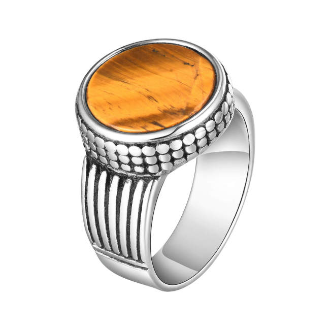Wholesale Stainless Steel Men's Tiger Eye Ring