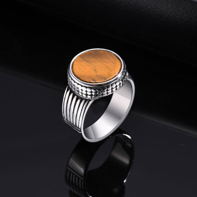 Wholesale Stainless Steel Men's Tiger Eye Ring