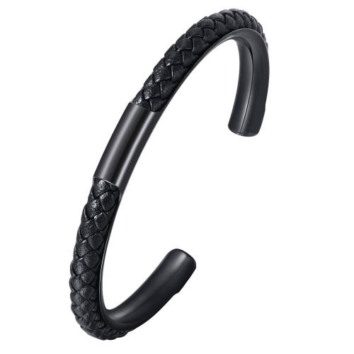 Wholesale Stainless Steel Braided Leather Bangle