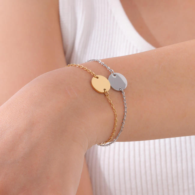 Wholesale Stainless Steel Blank Round Tag Bracelet