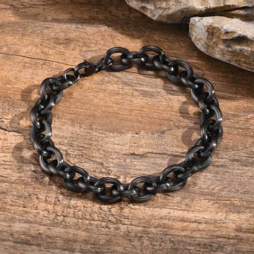 Wholesale Stainless Steel Men Black Bracelet