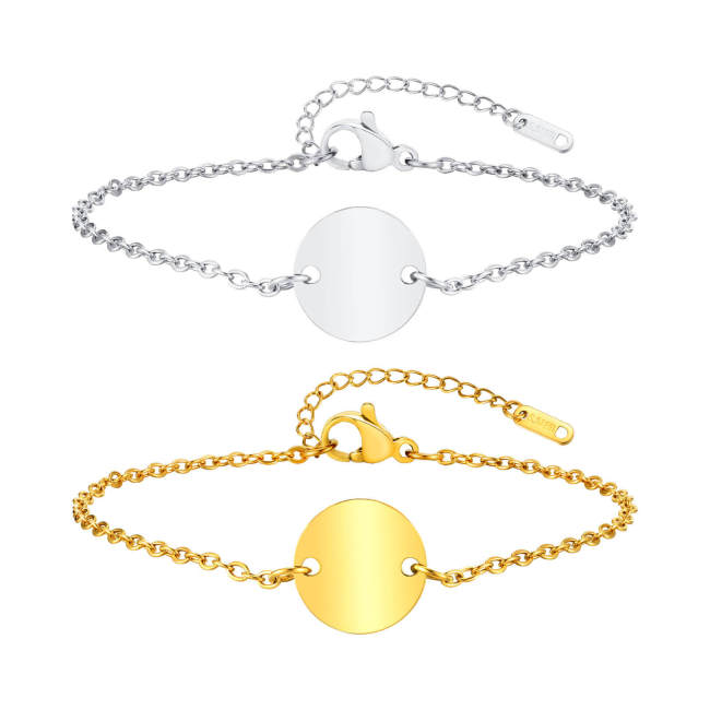 Wholesale Stainless Steel Blank Round Tag Bracelet