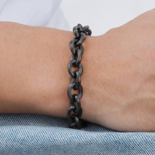 Wholesale Stainless Steel Black Chain Links Bracelet