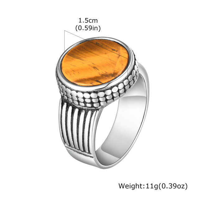 Wholesale Stainless Steel Men's Tiger Eye Ring