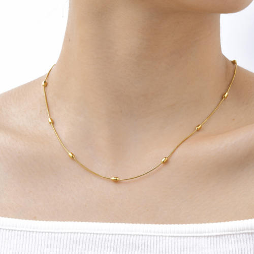 Wholesale Stainless Steel Beaded Round Snake Necklace