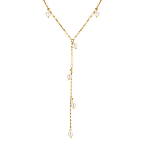 Wholesale Stainless Steel Imitation Pearl Long Necklace