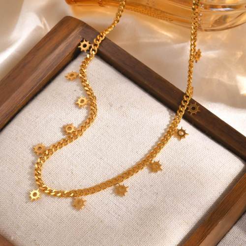 Wholesale Stainless Steel Sun Gold Necklace