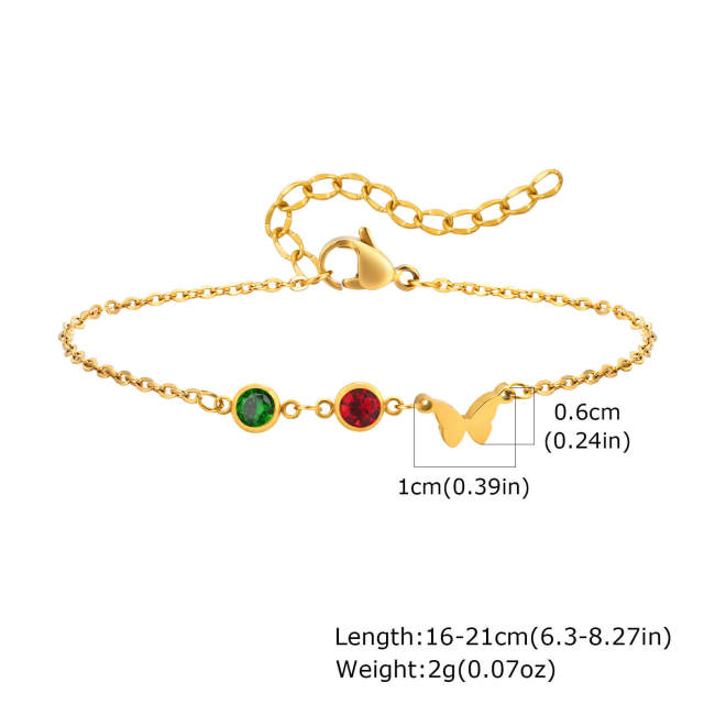 Wholesale Stainless Steel Zirconia Butterfly Bracelet