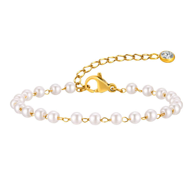 Wholesale Stainless Steel Imitation Pearl Bead Bracelet