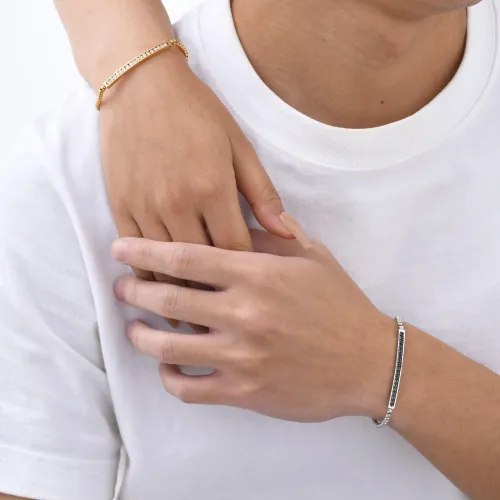 Wholesale Stainless Steel Couple Zirconia Bracelet