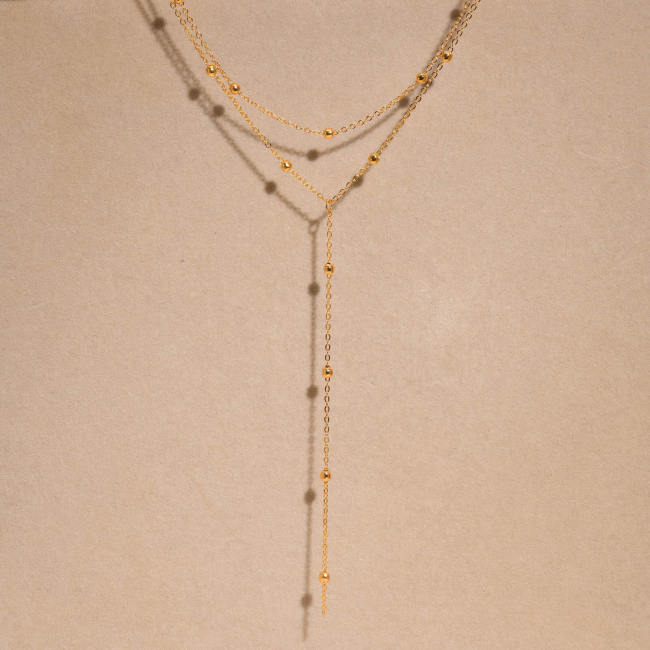 Wholesale Stainless Steel Double Layers Y Necklace