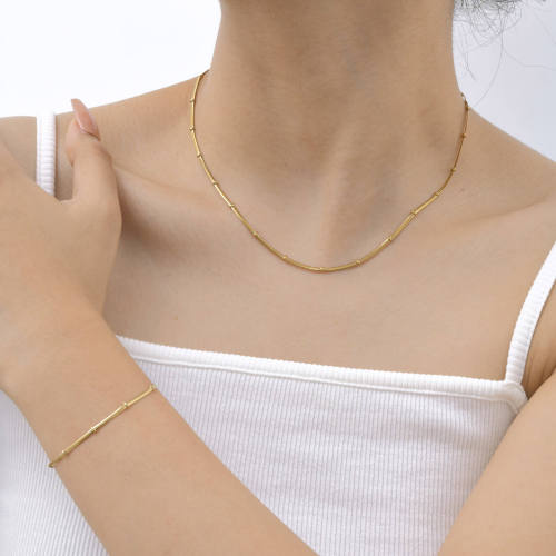 Wholesale Stainless Steel Flat Snake Chain Bead Bracelet