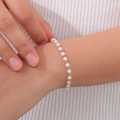 Wholesale Stainless Steel Imitation Pearl Bead Bracelet