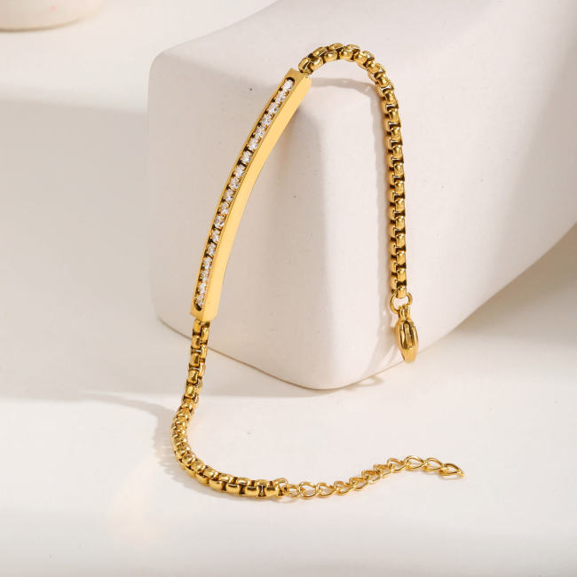 Wholesale Stainless Steel Couple Zirconia Bracelet