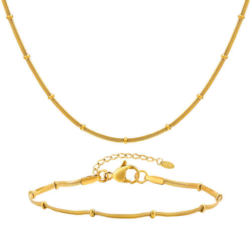Wholesale Stainless Steel Flat Snake Chain Bead Bracelet