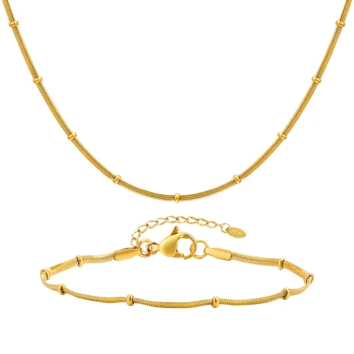 Wholesale Stainless Steel Flat Snake Chain Bead Bracelet