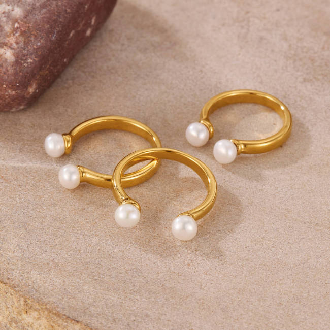 Wholesale Stainless Steel Open-ended Pearl Ring