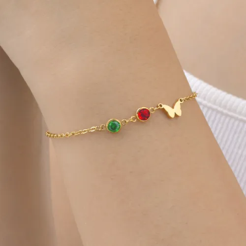 Wholesale Stainless Steel Zirconia Butterfly Bracelet