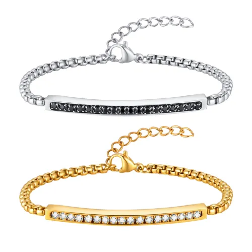 Wholesale Stainless Steel Couple Zirconia Bracelet