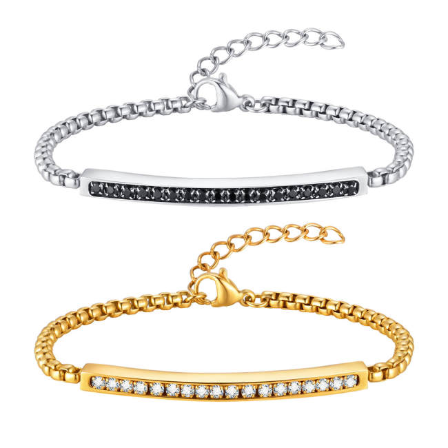 Wholesale Stainless Steel Couple Zirconia Bracelet