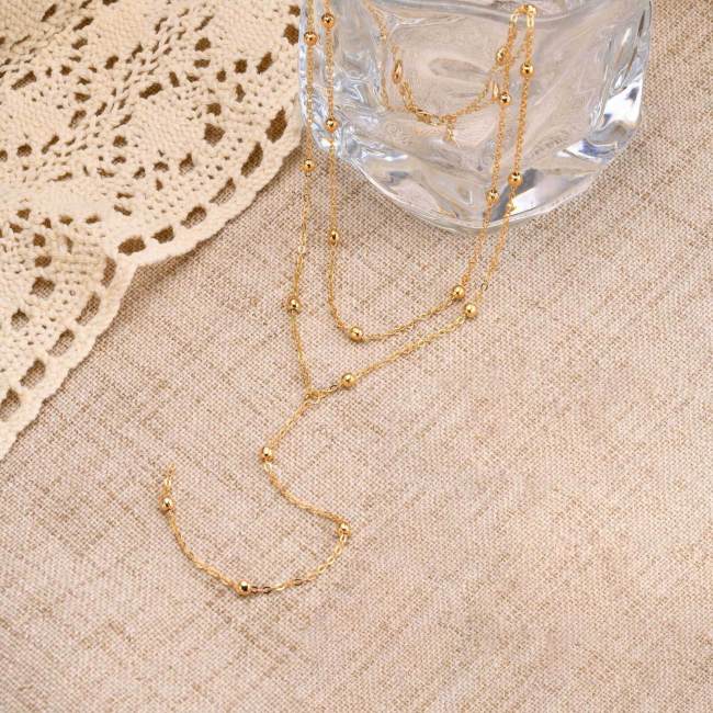 Wholesale Stainless Steel Double Layers Y Necklace
