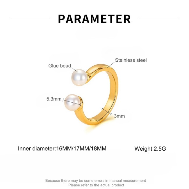 Wholesale Stainless Steel Open-ended Pearl Ring