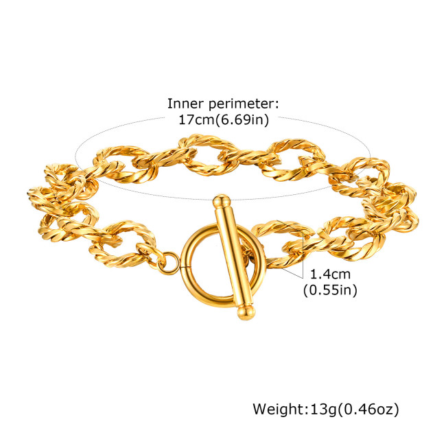 Wholesale Stainless Steel Twisted Chain Bracelet