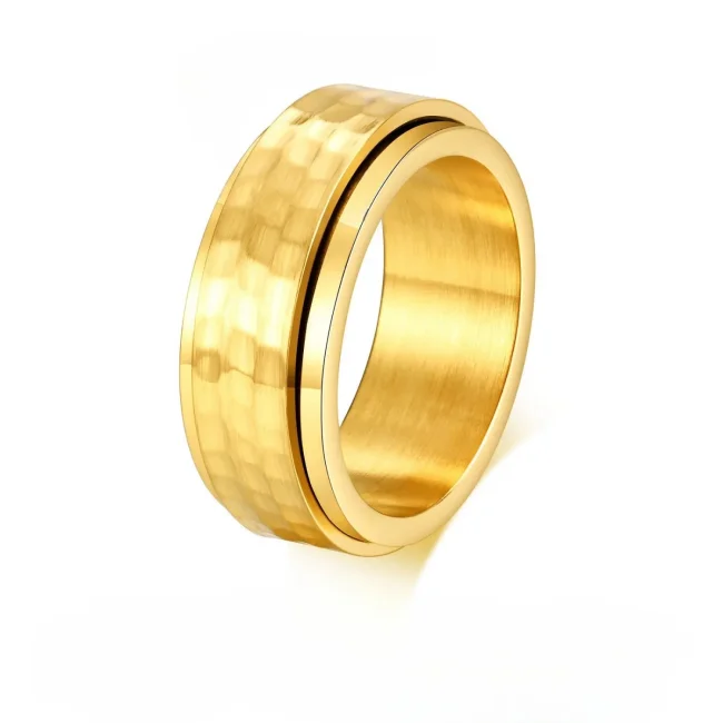 Wholesale Stainless Steel Hammered Spinner Band Ring