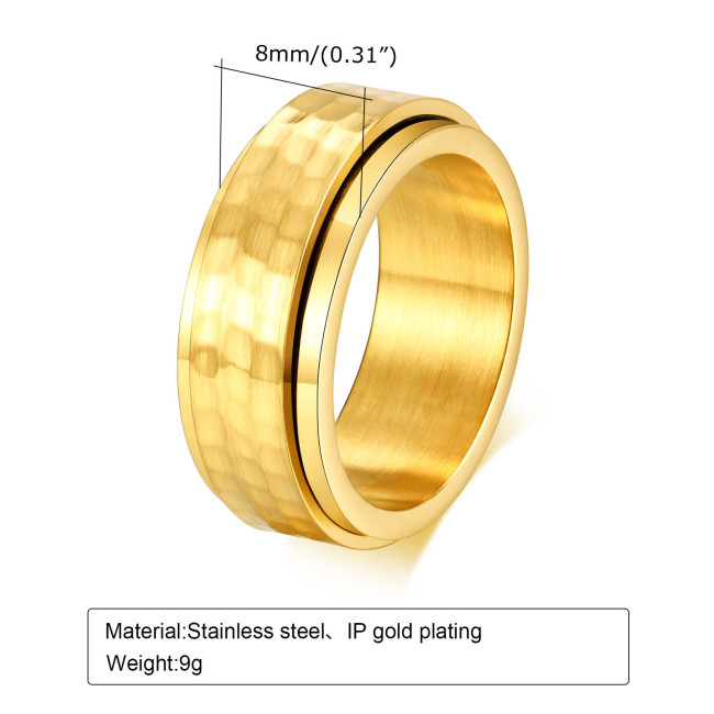 Wholesale Stainless Steel Hammered Spinner Band Ring