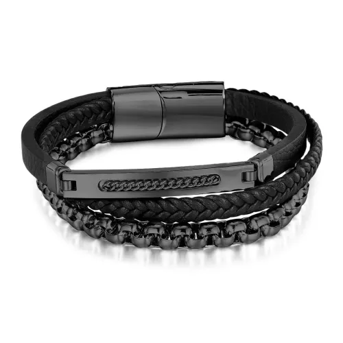 Wholesale Hot Sale Stainless Steel Leather Bracelet