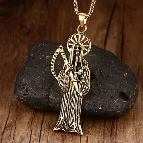Wholesale Stainless Steel Gold Plated Reaper Men Pendant