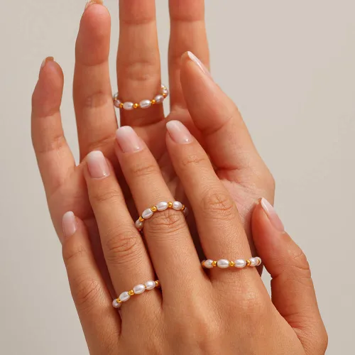 Wholesale Stainless Steel Bead and Pearl Ring