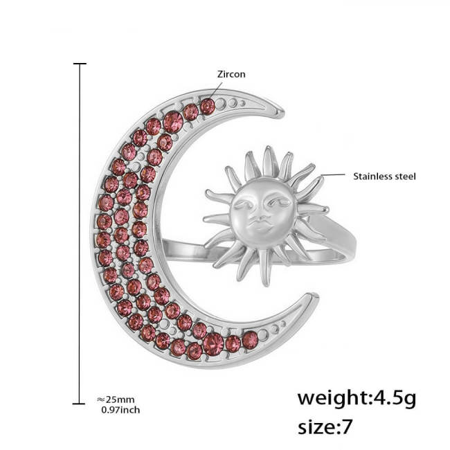 Wholesale Steel Sun & Moon Zirconia Ring & Necklace
