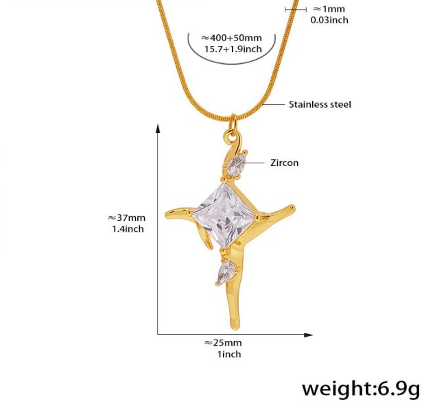 Wholesale Steel Zirconia Cross Pendant Necklace