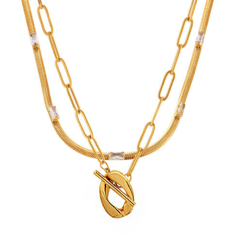 Wholesale Stainless Zirconia Blade Chain Stacking Necklace