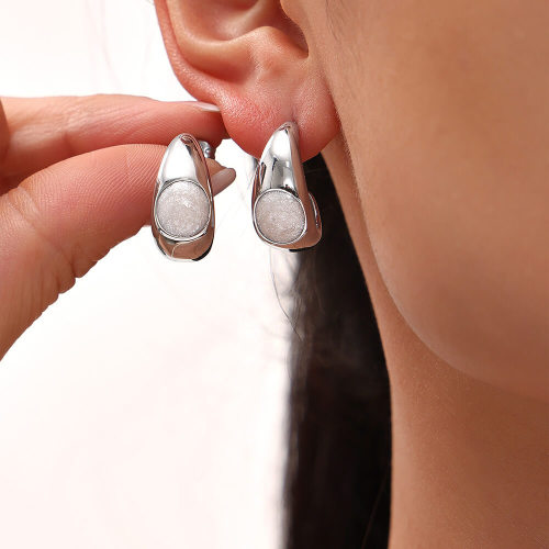 Wholesale Stainless Steel Pearl Powder Earrings
