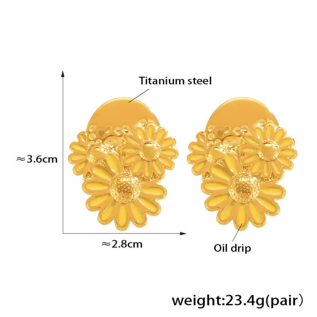 Wholesale Stainless Steel  INS Style Daisy Earrings