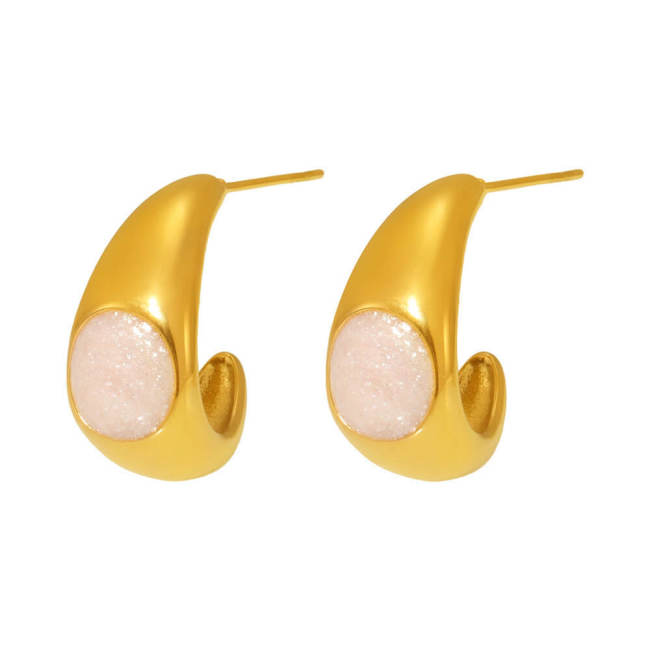 Wholesale Stainless Steel Pearl Powder Earrings