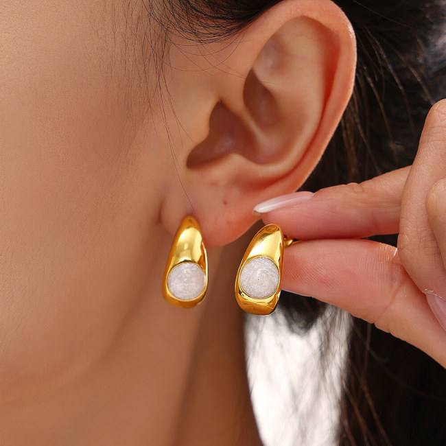 Wholesale Stainless Steel Pearl Powder Earrings