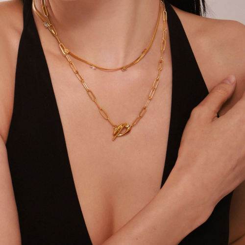 Wholesale Stainless Zirconia Blade Chain Stacking Necklace