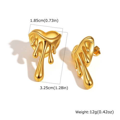 Wholesale Stainless Steel Flowing Heart Earrings