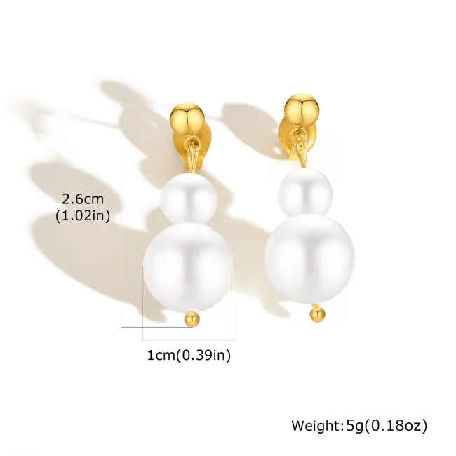 Wholesale Stainless Steel Two Imitation Pearl Earrings