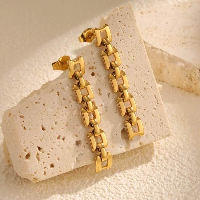 Wholesale Stainless Steel Strap Chain Earrings