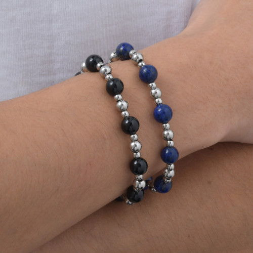 Wholesale Stainless Steel Lapis Lazuli Agate Bracelet