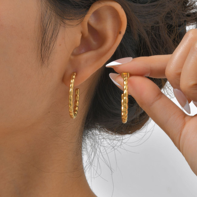 Wholesale Stainless Steel Rice Bead Earrings