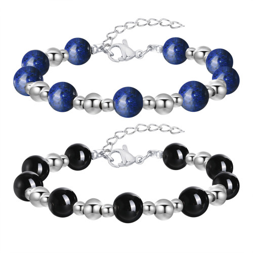 Wholesale Stainless Steel Lapis Lazuli Agate Bracelet